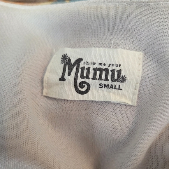 Show Me Your Mumu Blue Portabella Crochet Trim Bell Sleeve Dress Size S - Picture 3 of 3